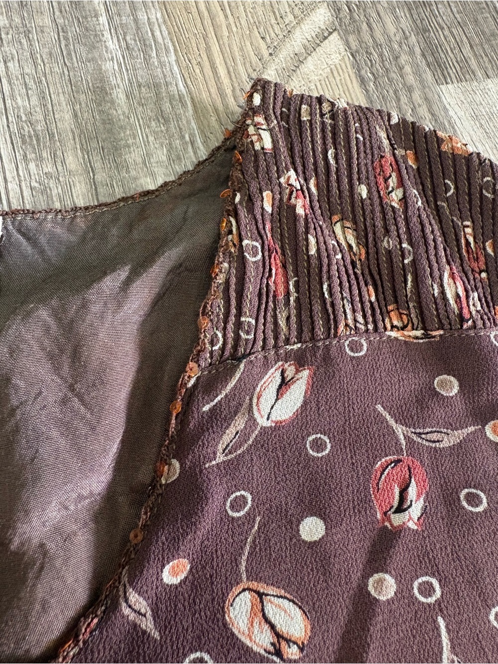 April Cornell Vintage Cottagecore Brown Floral Sleeveless Midi Dress Medium - Picture 9 of 9